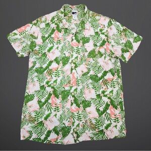 MTV Hawaiian Shirt Mens XXL Rayon Button Up Flamingo Floral Music Television